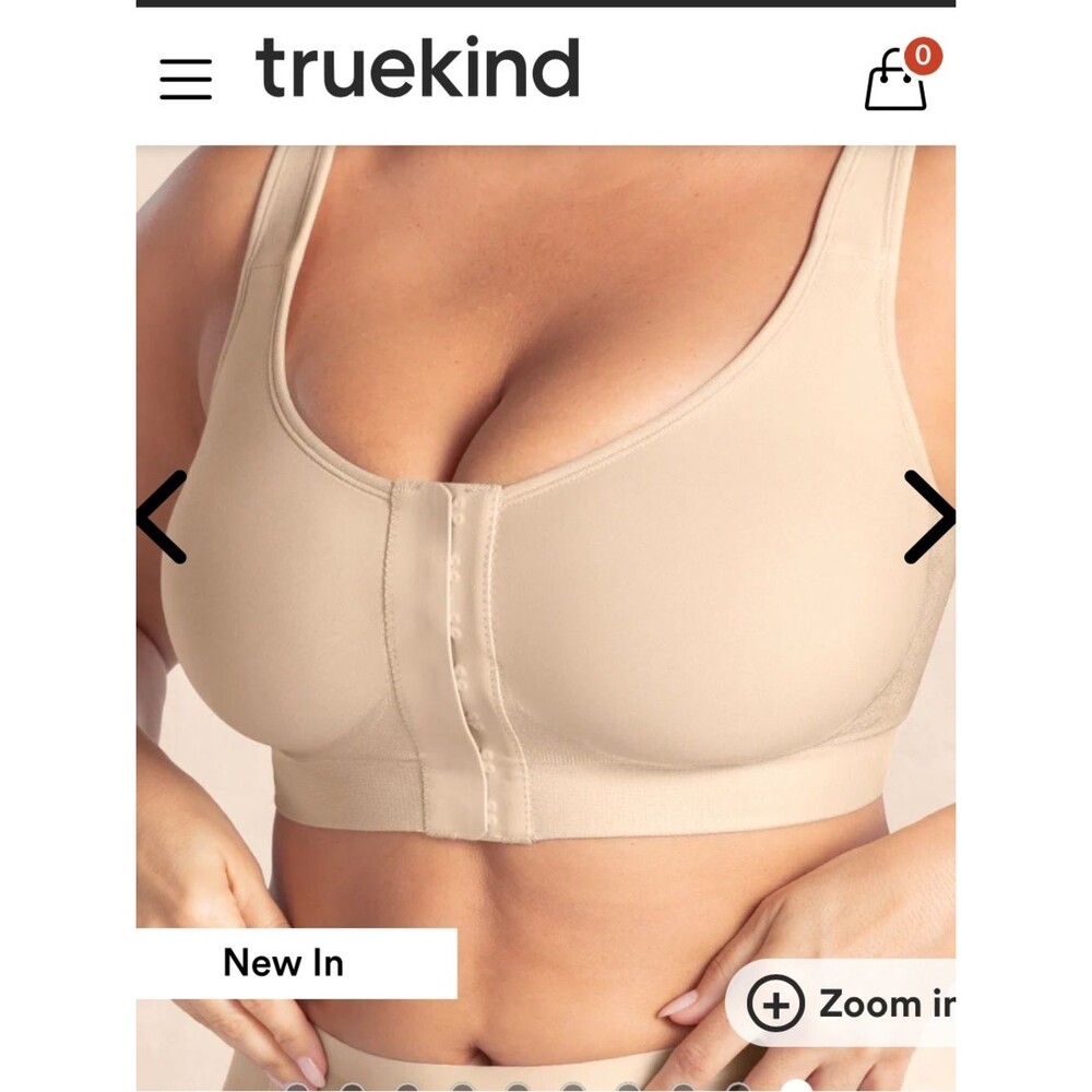 Truekind Front-Close Wireless Everyday Comfort Bra - Nude New L